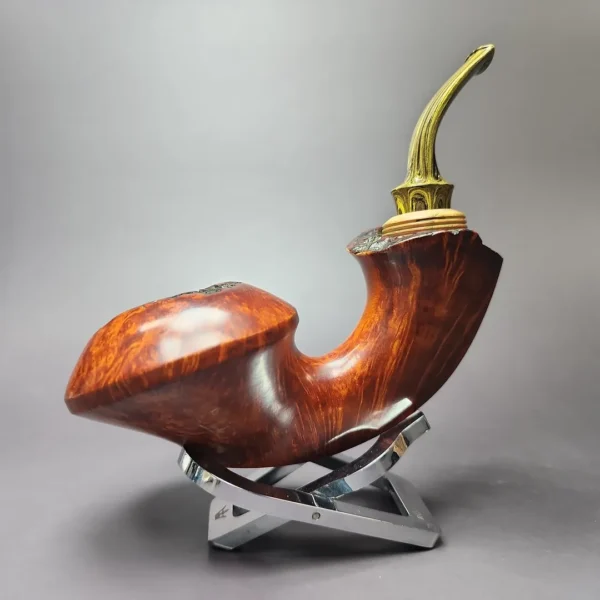SU Pipes XL Smooth Mushroom w/ Stabilized Oak Handmade Briar Pipe, Unsmoked - Image 3