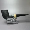 Tsuge Metal Bamboo Sandblasted Billiard w/ Brass Estate Briar Pipe, Unsmoked - Image 3