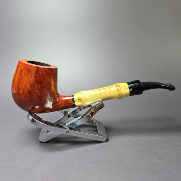 Tsuge Bamboo Smooth Bent Billiard Estate Briar Pipe, Unsmoked - Image 3