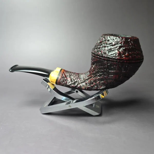 HS Studio Sandblasted Bulldog w/ Boxwood Estate Briar Pipe, Unsmoked - Image 4