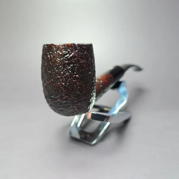 Ashton Pebble Grain XX Sandblasted Bent Billiard Estate Briar Pipe, Unsmoked - Image 4