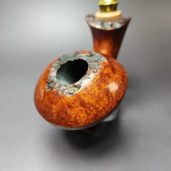 SU Pipes XL Smooth Mushroom w/ Stabilized Oak Handmade Briar Pipe, Unsmoked - Image 4