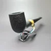 Tsuge Metal Bamboo Sandblasted Billiard w/ Brass Estate Briar Pipe, Unsmoked - Image 4