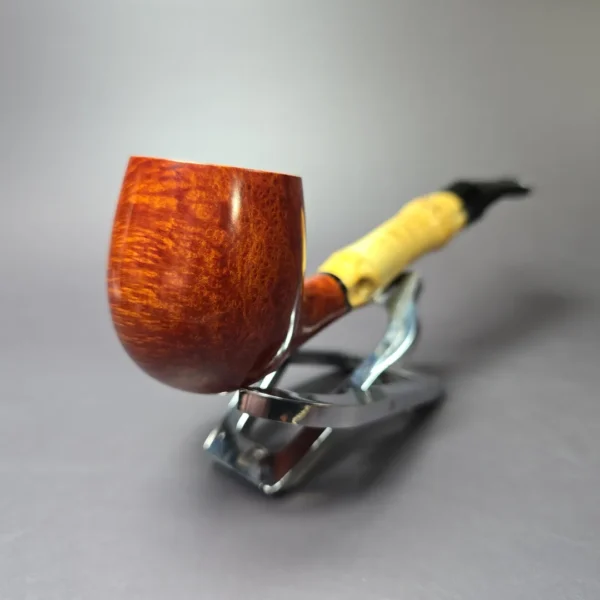 Tsuge Bamboo Smooth Bent Billiard Estate Briar Pipe, Unsmoked - Image 4