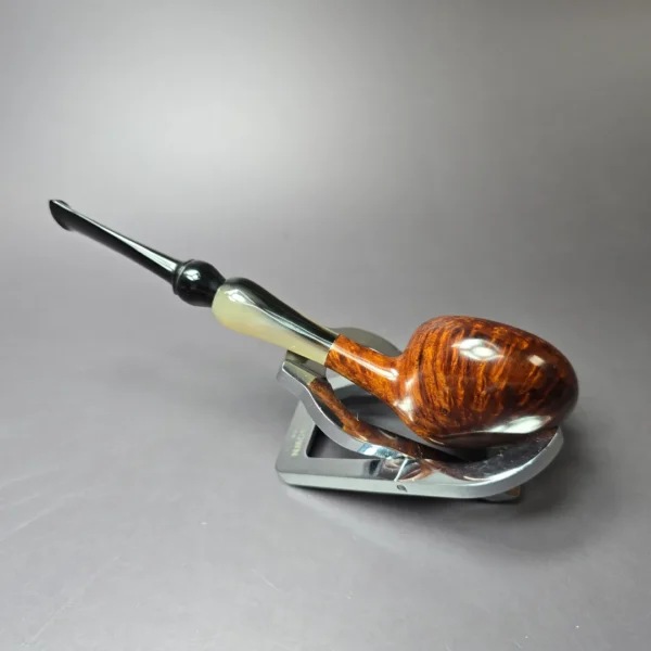 Mina Pipes Smooth Squat Tomato w/ Horn Estate Briar Pipe, Unsmoked - Image 4