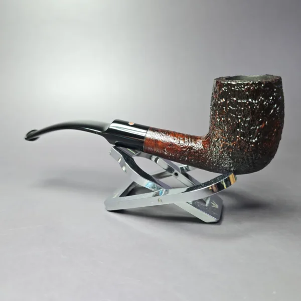 Ashton Pebble Grain XX Sandblasted Bent Billiard Estate Briar Pipe, Unsmoked - Image 5