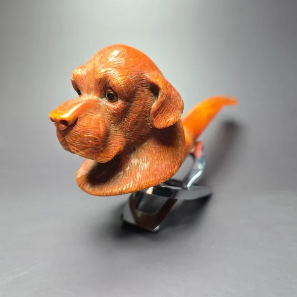 MBSD Meerschaum Masters by Karahan Dog w/ Glass Eyes, Block Meerschaum Pipe, New - Image 5