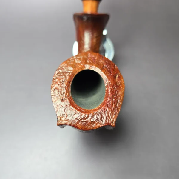 HS Studio XL Sandblasted Horn Sitter Estate Briar Pipe, Unsmoked - Image 5