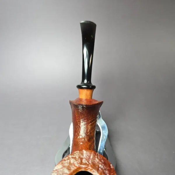 HS Studio XL Sandblasted Horn Sitter Estate Briar Pipe, Unsmoked - Image 6