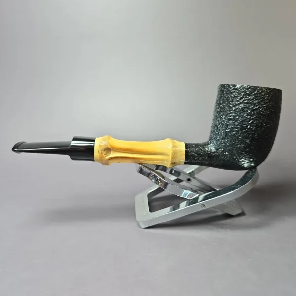 Tsuge Bamboo Sandblasted Billiard Estate Briar Pipe, Unsmoked - Image 6