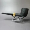 Tsuge Metal Bamboo Sandblasted Billiard w/ Brass Estate Briar Pipe, Unsmoked - Image 6