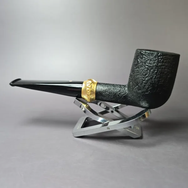 Tsuge Metal Bamboo Sandblasted Billiard w/ Brass Estate Briar Pipe, Unsmoked - Image 6