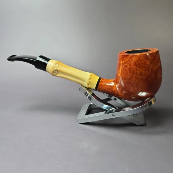 Tsuge Bamboo Smooth Bent Billiard Estate Briar Pipe, Unsmoked - Image 6