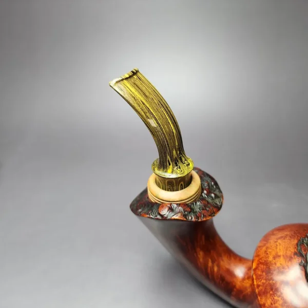 SU Pipes XL Smooth Mushroom w/ Stabilized Oak Handmade Briar Pipe, Unsmoked - Image 7