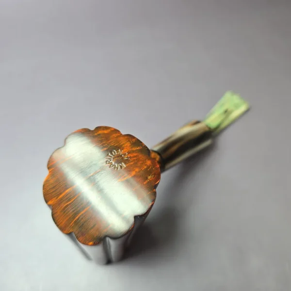 Andrey Kharitonov Smooth Fluted Cherrywood w/ Horn Handmade Briar Pipe, New - Image 7