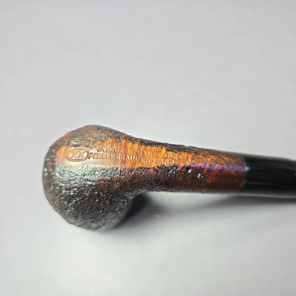 Ashton Pebble Grain XX Sandblasted Bent Billiard Estate Briar Pipe, Unsmoked - Image 8