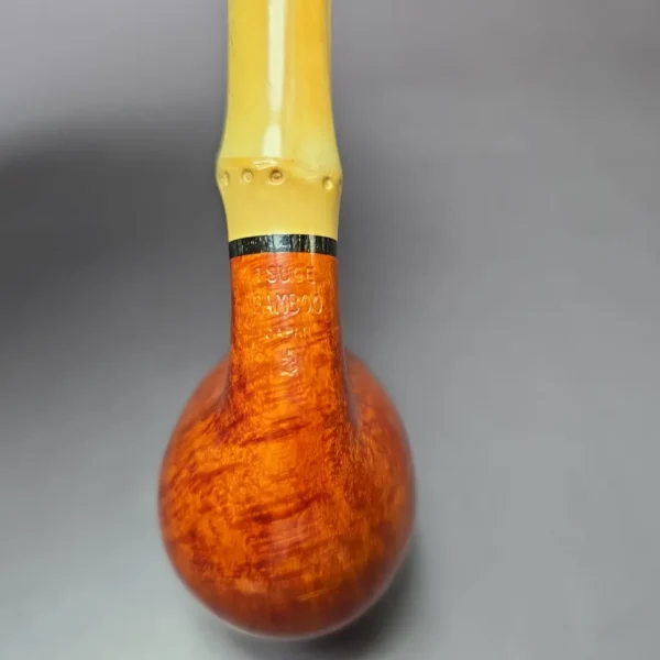 Tsuge Bamboo Smooth Bent Billiard Estate Briar Pipe, Unsmoked - Image 9