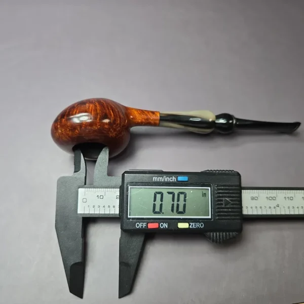 Mina Pipes Smooth Squat Tomato w/ Horn Estate Briar Pipe, Unsmoked - Image 9