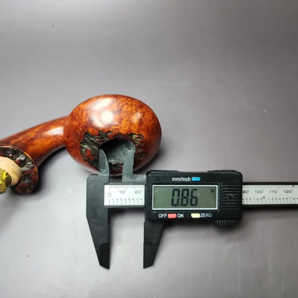 SU Pipes XL Smooth Mushroom w/ Stabilized Oak Handmade Briar Pipe, Unsmoked - Image 10
