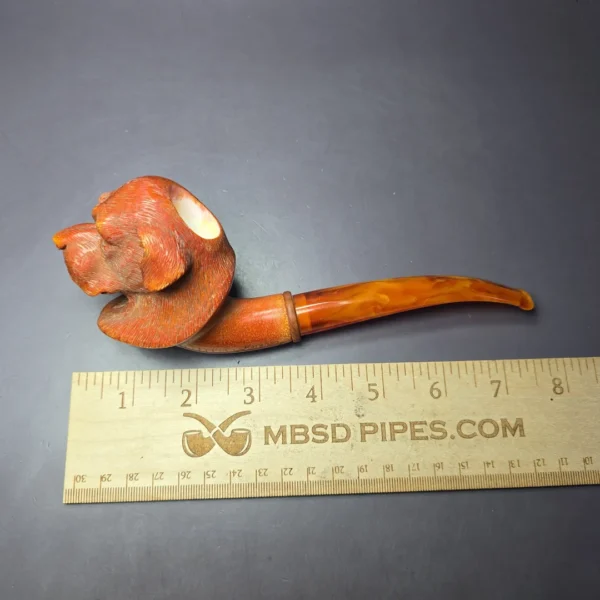MBSD Meerschaum Masters by Karahan Dog w/ Glass Eyes, Block Meerschaum Pipe, New - Image 10