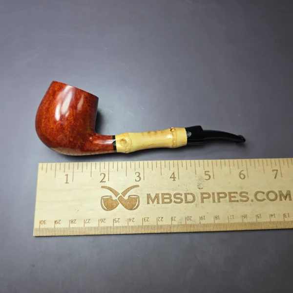 Tsuge Bamboo Smooth Bent Billiard Estate Briar Pipe, Unsmoked - Image 10