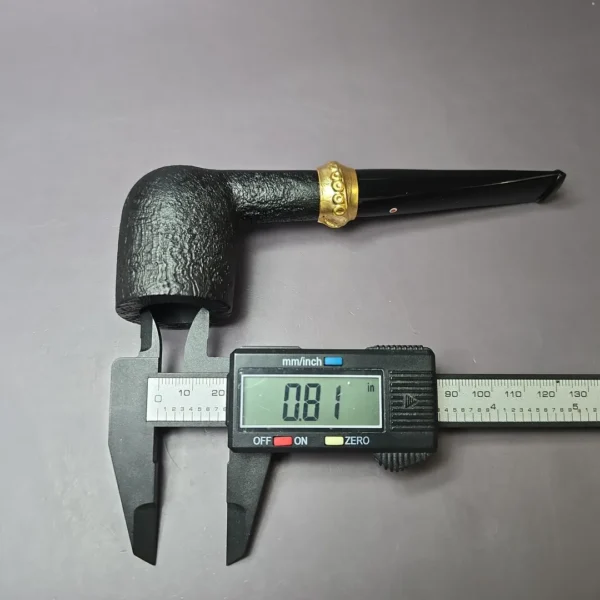 Tsuge Metal Bamboo Sandblasted Billiard w/ Brass Estate Briar Pipe, Unsmoked - Image 11