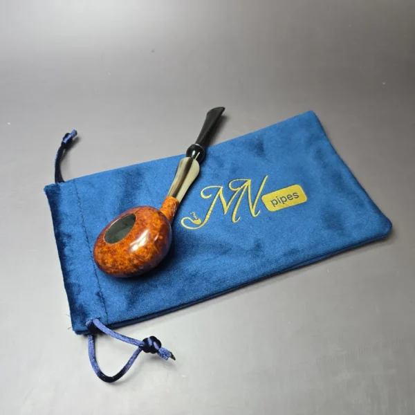 Mina Pipes Smooth Squat Tomato w/ Horn Estate Briar Pipe, Unsmoked - Image 11