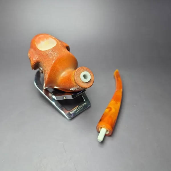 MBSD Meerschaum Masters by Karahan Dog w/ Glass Eyes, Block Meerschaum Pipe, New - Image 12