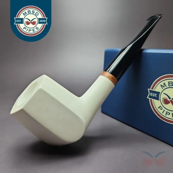 MBSD Meerschaum Deluxe Large Panel Smooth Block Meerschaum Pipe, Briar-Mortise
