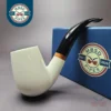 MBSD Meerschaum Deluxe Smooth "LC" Bent Billiard Block Meerschaum Pipe, Briar-Mortise