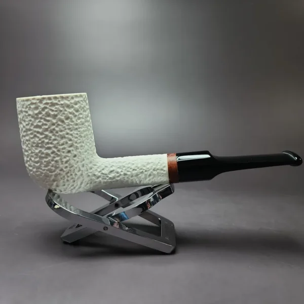 MBSD Meerschaum Deluxe Rusticated Lovat Block Meerschaum Pipe, Briar-Mortise - Image 3