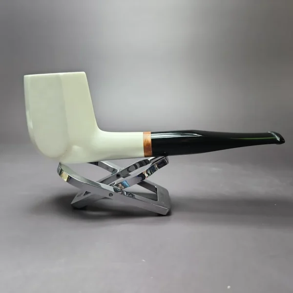 MBSD Meerschaum Deluxe Large Panel Smooth Block Meerschaum Pipe, Briar-Mortise - Image 3
