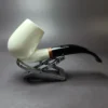 MBSD Meerschaum Deluxe Smooth "LC" Bent Billiard Block Meerschaum Pipe, Briar-Mortise - Image 3