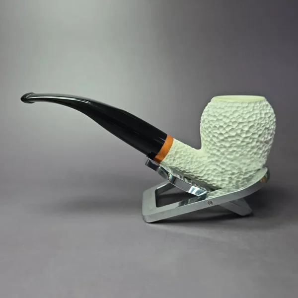 MBSD Meerschaum Deluxe Rusticated Pear Block Meerschaum Pipe, Briar-Mortise - Image 5