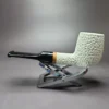MBSD Meerschaum Deluxe Rusticated Saddle Billiard Block Meerschaum Pipe, Briar-Mortise - Image 5