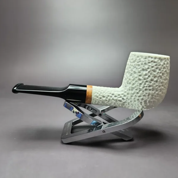 MBSD Meerschaum Deluxe Rusticated Saddle Billiard Block Meerschaum Pipe, Briar-Mortise - Image 5