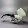 MBSD Meerschaum Deluxe Smooth "LC" Bent Billiard Block Meerschaum Pipe, Briar-Mortise - Image 5