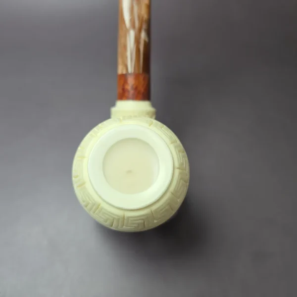 MBSD Meerschaum Deluxe Floral Rhodesian Block Meerschaum Pipe Briar-Mortise, 9mm - Image 6