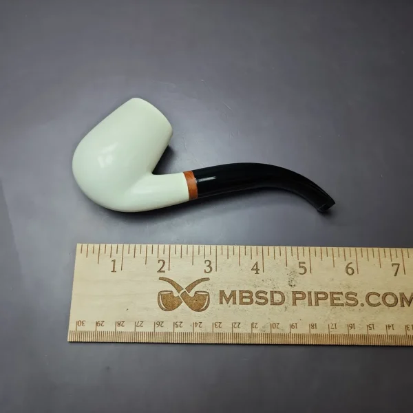 MBSD Meerschaum Deluxe Smooth "LC" Bent Billiard Block Meerschaum Pipe, Briar-Mortise - Image 6