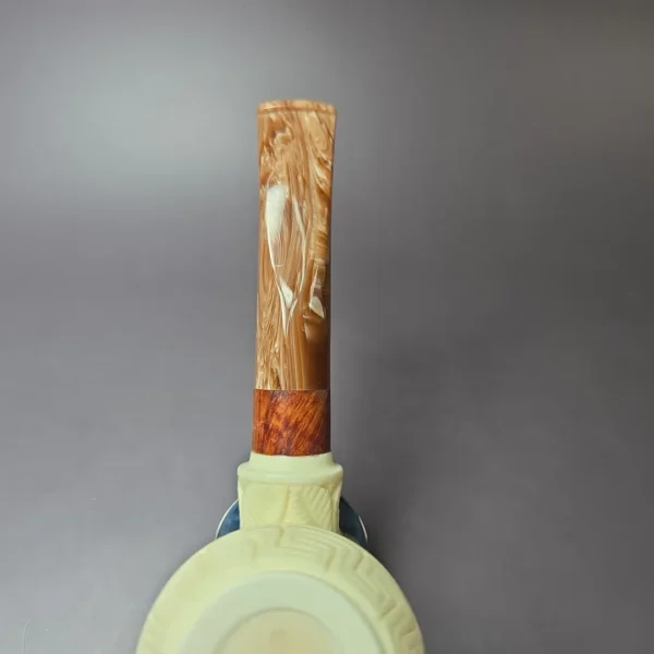MBSD Meerschaum Deluxe Floral Rhodesian Block Meerschaum Pipe Briar-Mortise, 9mm - Image 7
