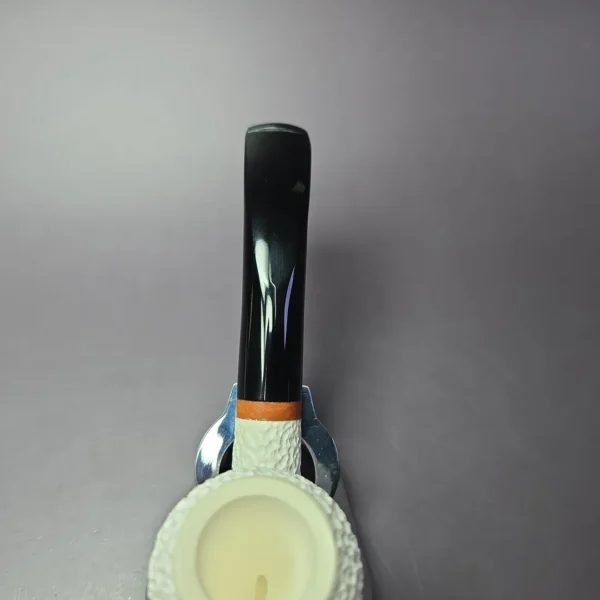 MBSD Meerschaum Deluxe Rusticated Pear Block Meerschaum Pipe, Briar-Mortise - Image 7