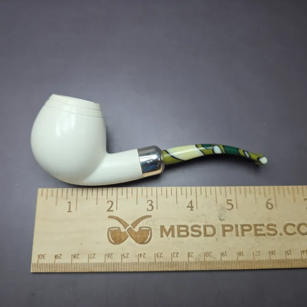 MBSD Meerschaum Deluxe Silver Bent Egg Block Meerschaum Pipe, Briar-Mortise - Image 7