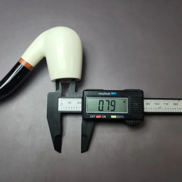 MBSD Meerschaum Deluxe Smooth "LC" Bent Billiard Block Meerschaum Pipe, Briar-Mortise - Image 7