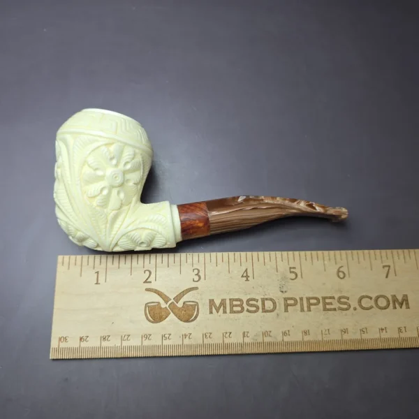 MBSD Meerschaum Deluxe Floral Rhodesian Block Meerschaum Pipe Briar-Mortise, 9mm - Image 8