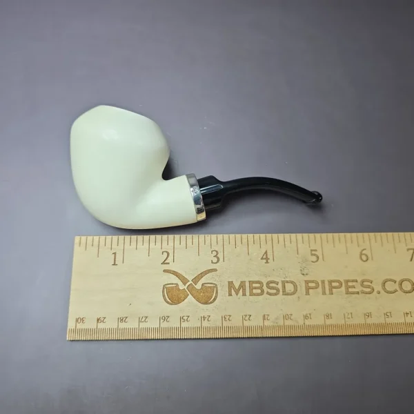 MBSD Meerschaum Silver Reverse Calabash Stubby Rhodesian Block Meerschaum Pipe - Image 8