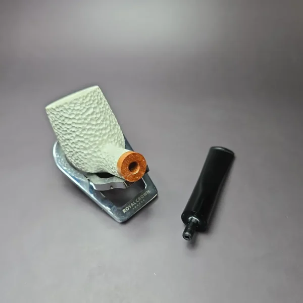 MBSD Meerschaum Deluxe Rusticated Billiard Block Meerschaum Pipe, Briar-Mortise, New - Image 9