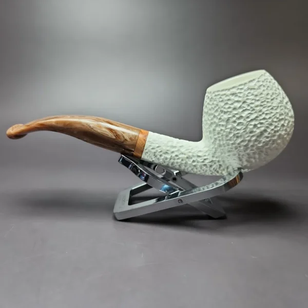 MBSD Meerschaum Deluxe Rusticated Apple Block Meerschaum Pipe, Briar-Mortise - Image 9