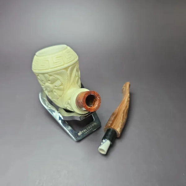 MBSD Meerschaum Deluxe Floral Rhodesian Block Meerschaum Pipe Briar-Mortise, 9mm - Image 10