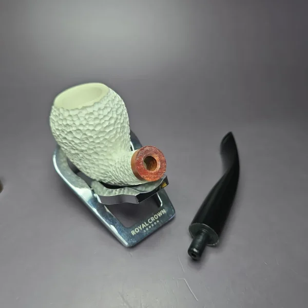 MBSD Meerschaum Deluxe Rusticated Pear Block Meerschaum Pipe, Briar-Mortise - Image 10