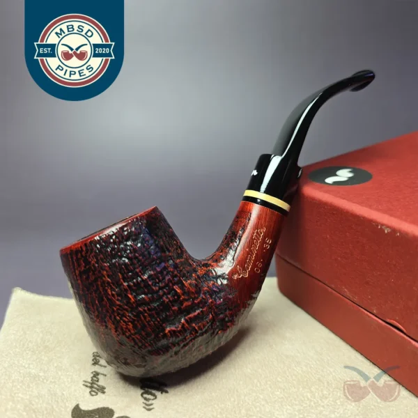 Caminetto 2020/2021 Sandblasted Bent Billiard Estate Briar Pipe, Italian Estates
